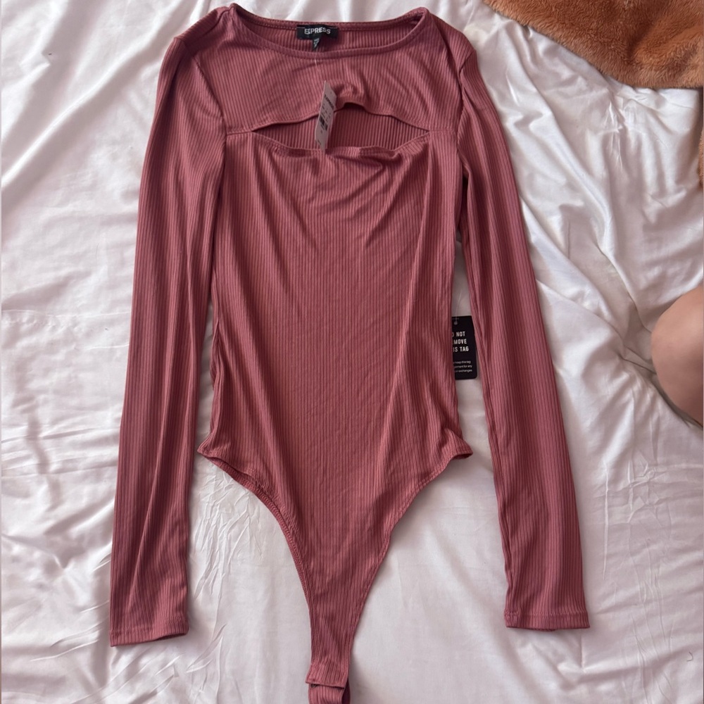 Women's Pink Long Sleeve Bodysuit